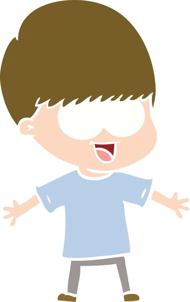 happy flat color style cartoon boy vector