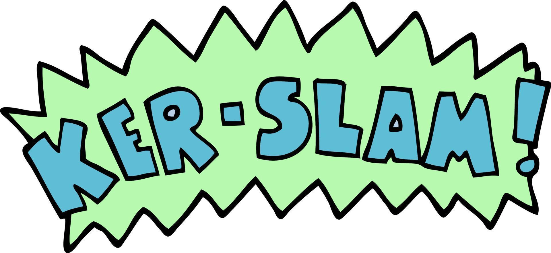 cartoon doodle words ker slam vector