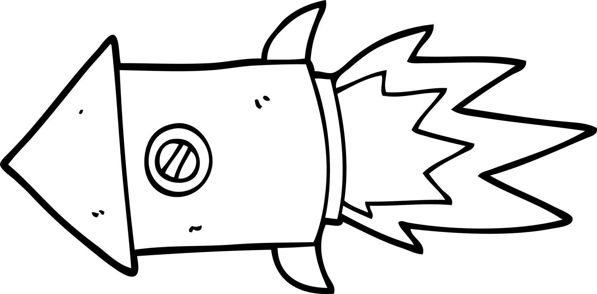 line drawing cartoon space rocket vector