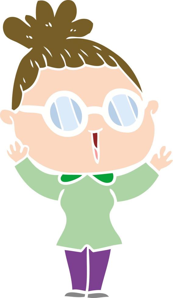 flat color style cartoon woman wearing spectacles vector