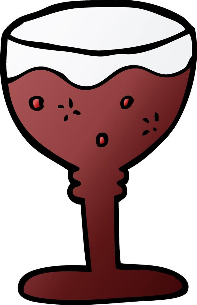 cartoon doodle glass of red wine vector