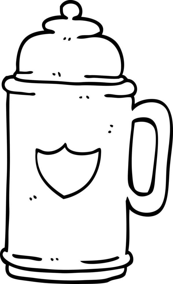 line drawing cartoon golden tankard vector