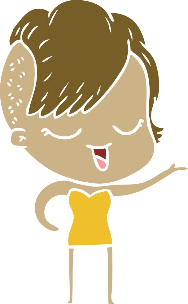happy flat color style cartoon girl vector