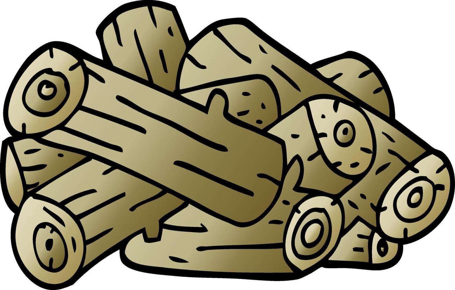 cartoon doodle pile of logs vector