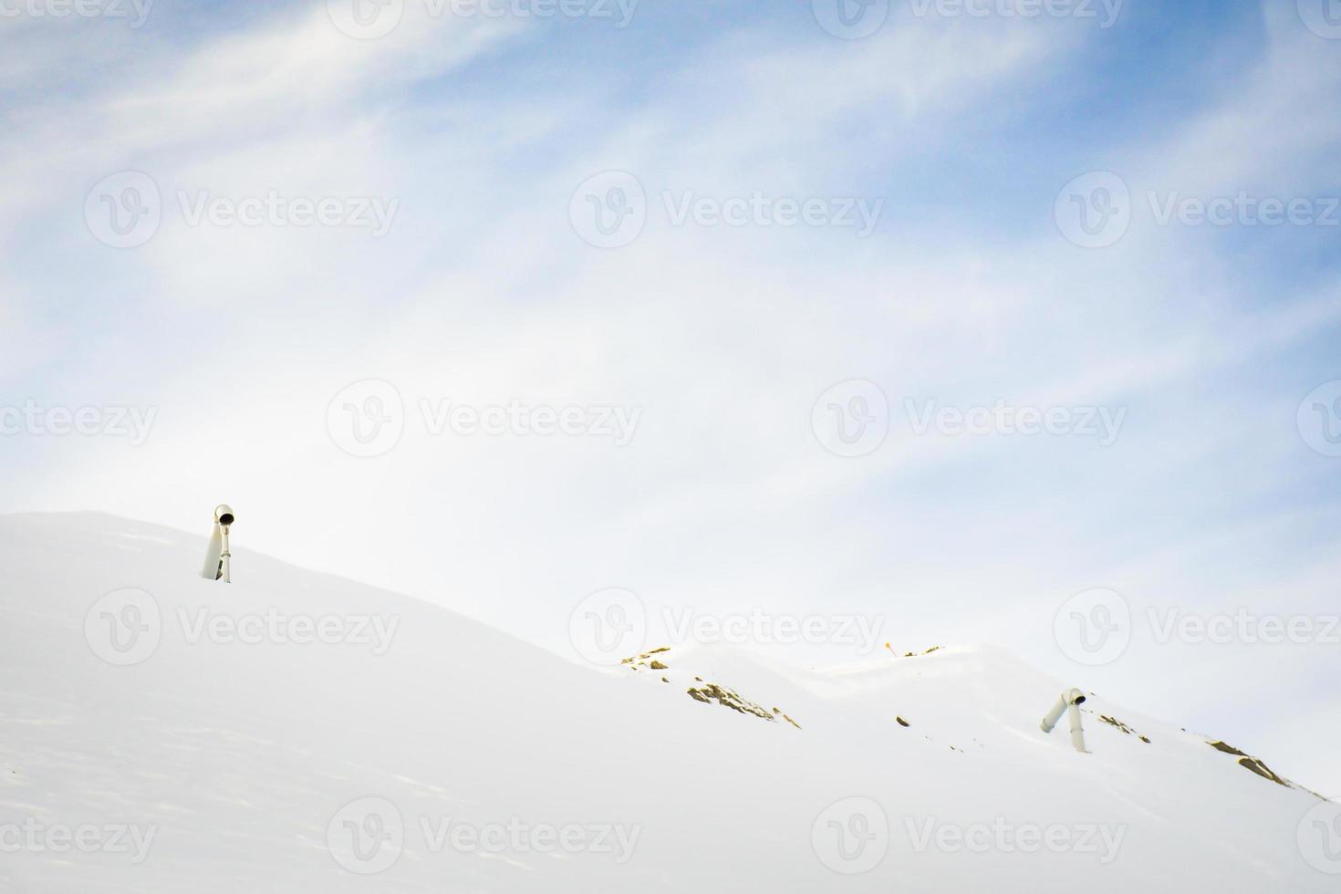 Gudauri ski resort Avalanche control system exploding gas mixture inside tube for avalanche protection in snowy mountains photo