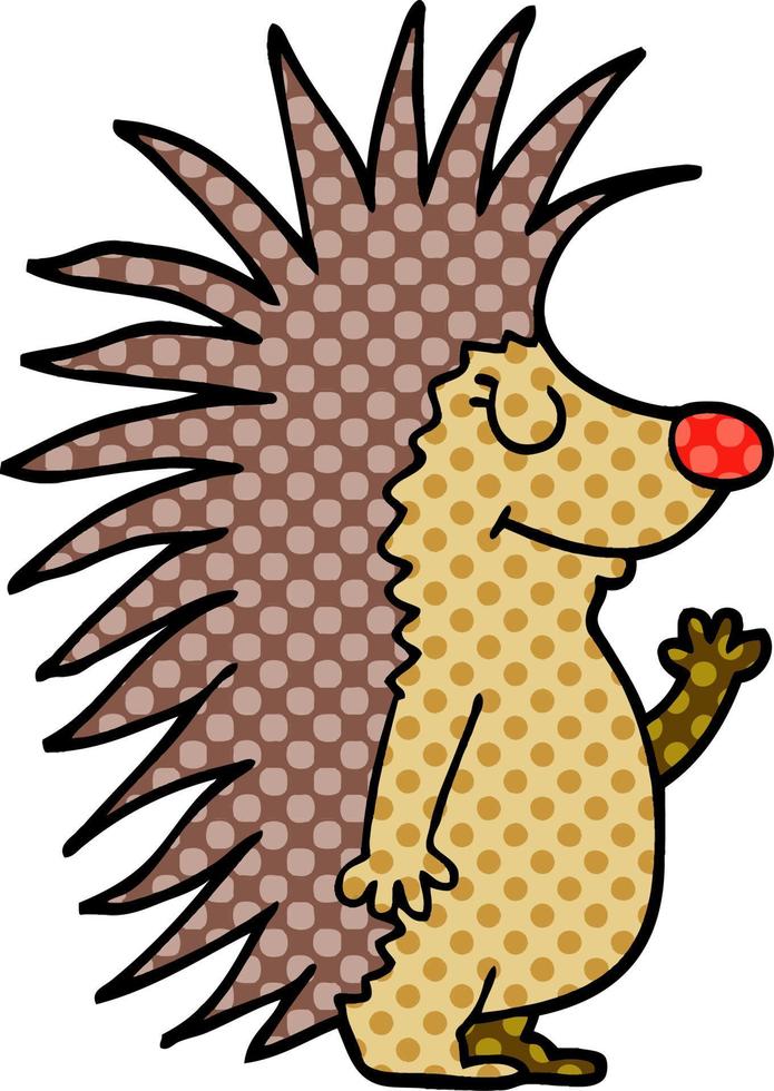 cartoon doodle spiky hedgehog vector