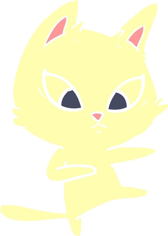 confused flat color style cartoon cat vector