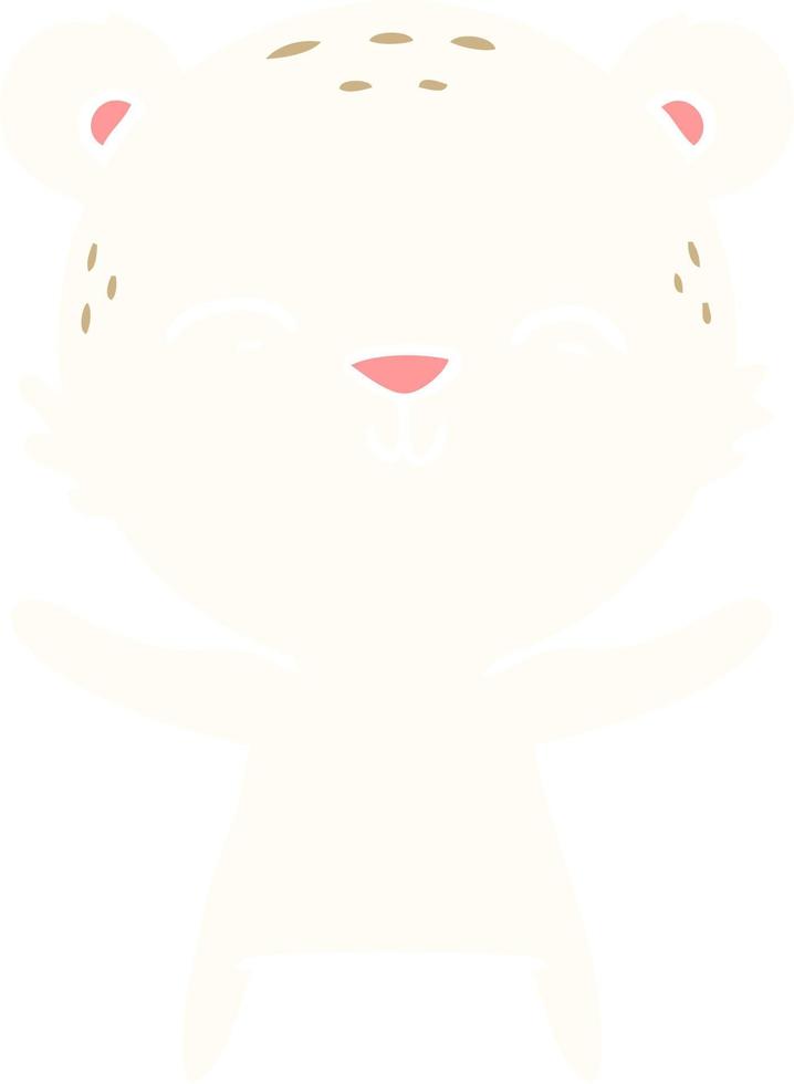 happy flat color style cartoon polar bear vector