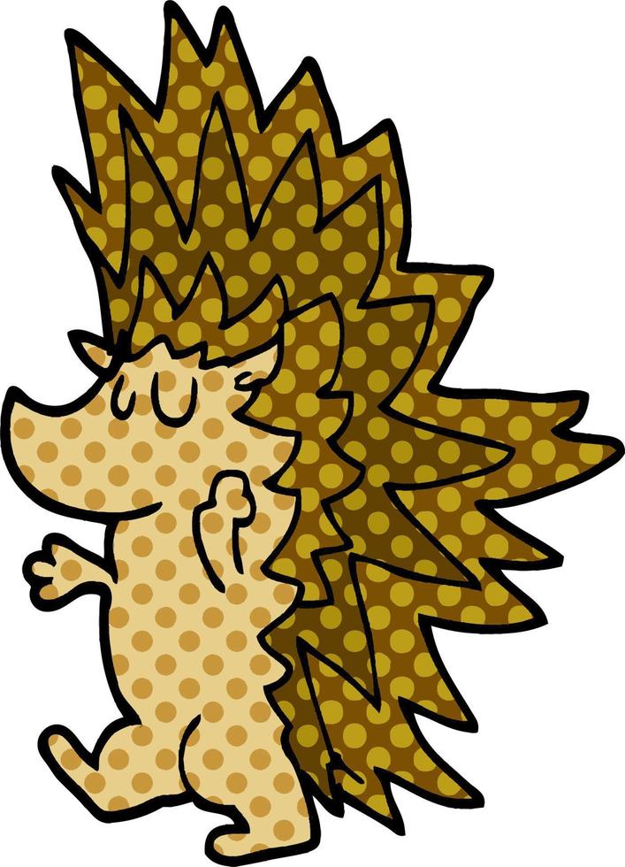 cartoon doodle spiky hedgehog vector