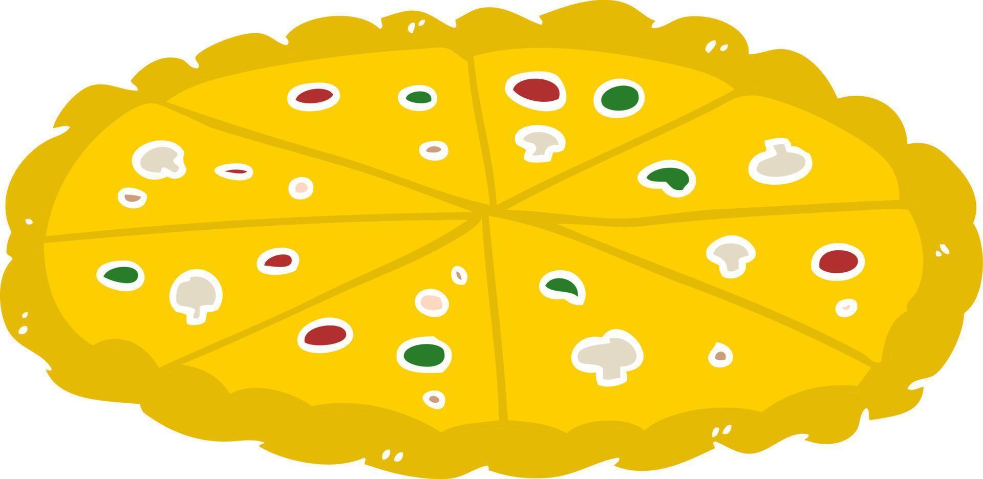 flat color style cartoon double cheese pizza vector