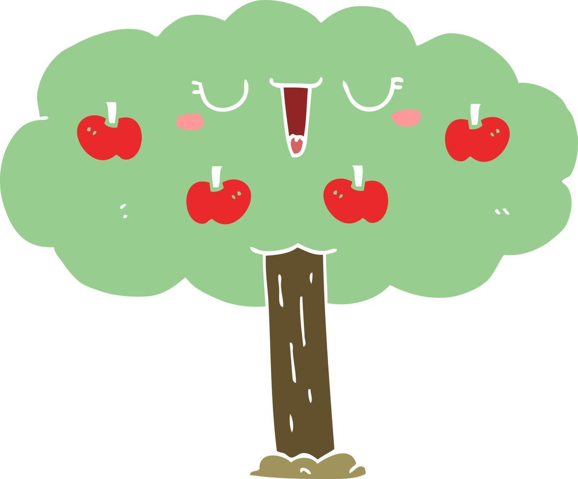 flat color style cartoon apple tree vector