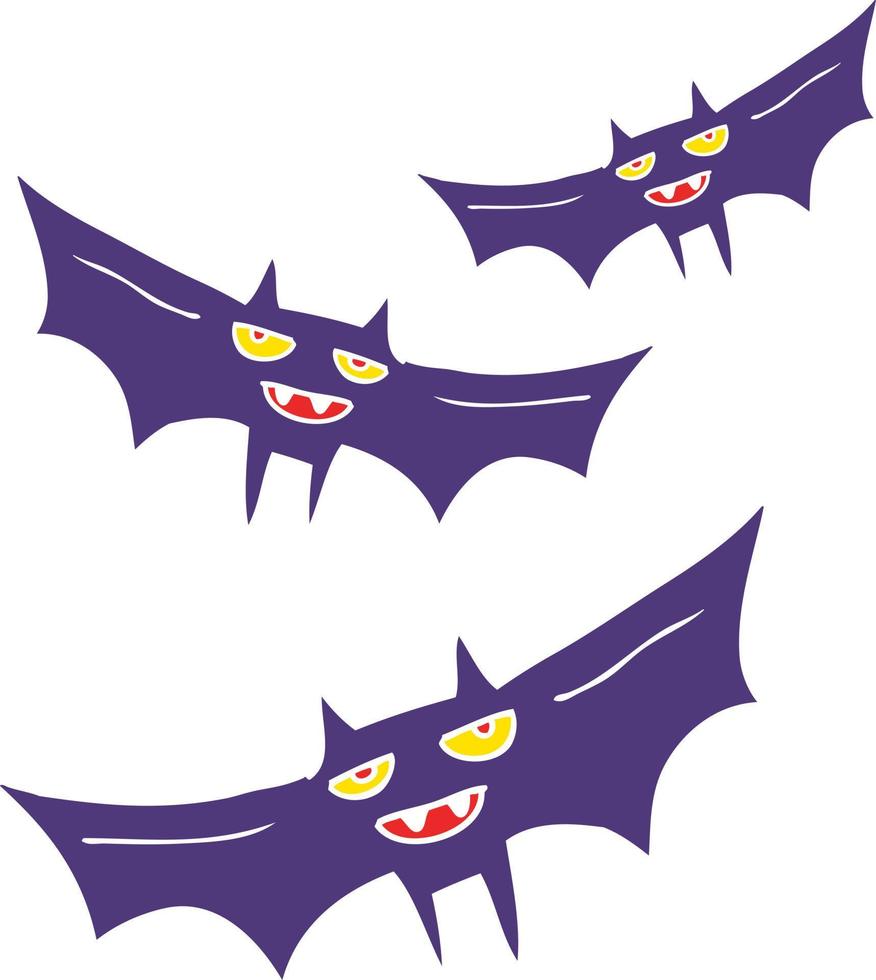 ilustración de color plano de un murciélago de halloween de dibujos animados vector