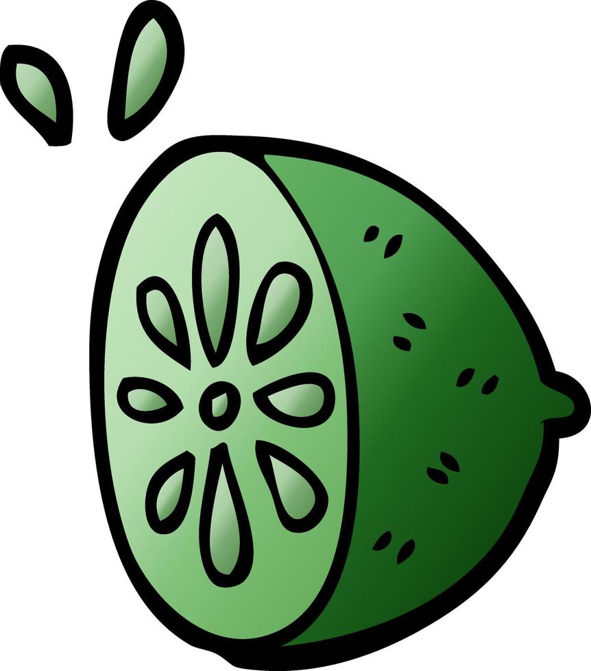 cartoon doodle lime fruit vector