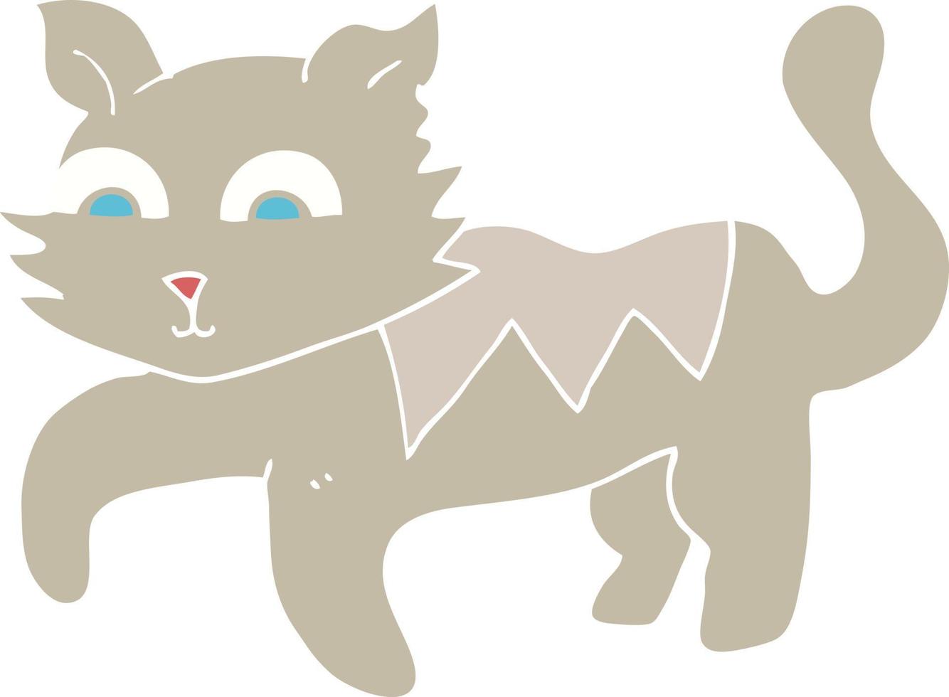 flat color illustration of a cartoon cat vector