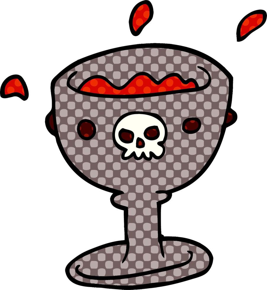 spooky cartoon doodle goblet of blood vector