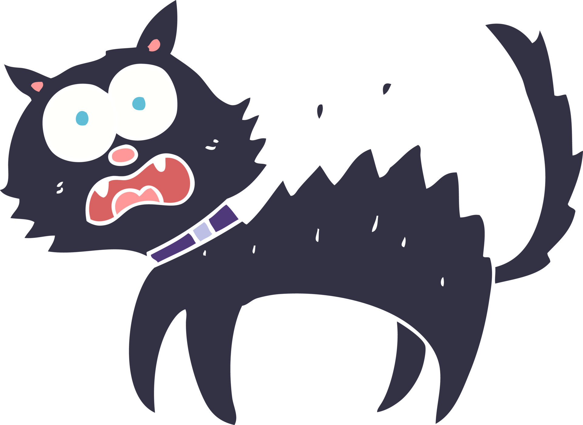 cartoon scared black cat