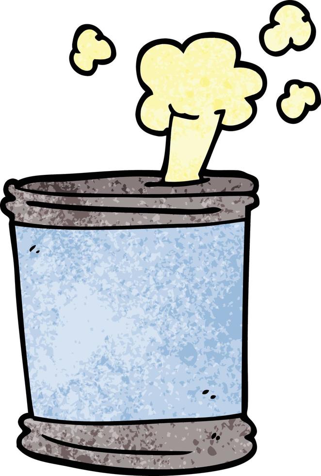 cartoon doodle bursting can of food vector