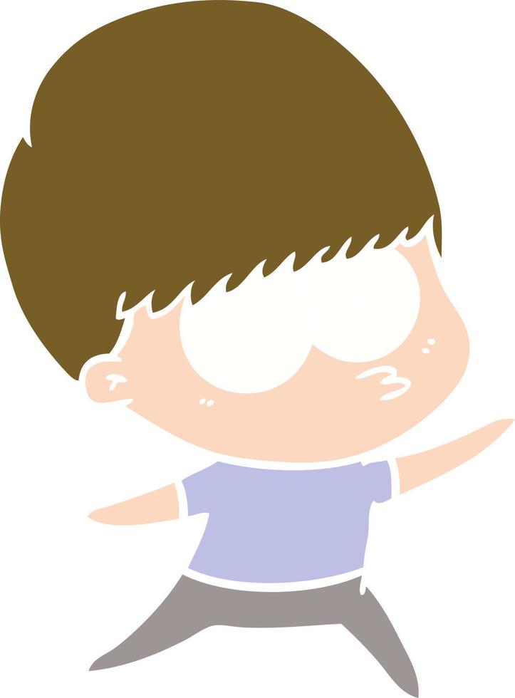 nervous flat color style cartoon boy vector