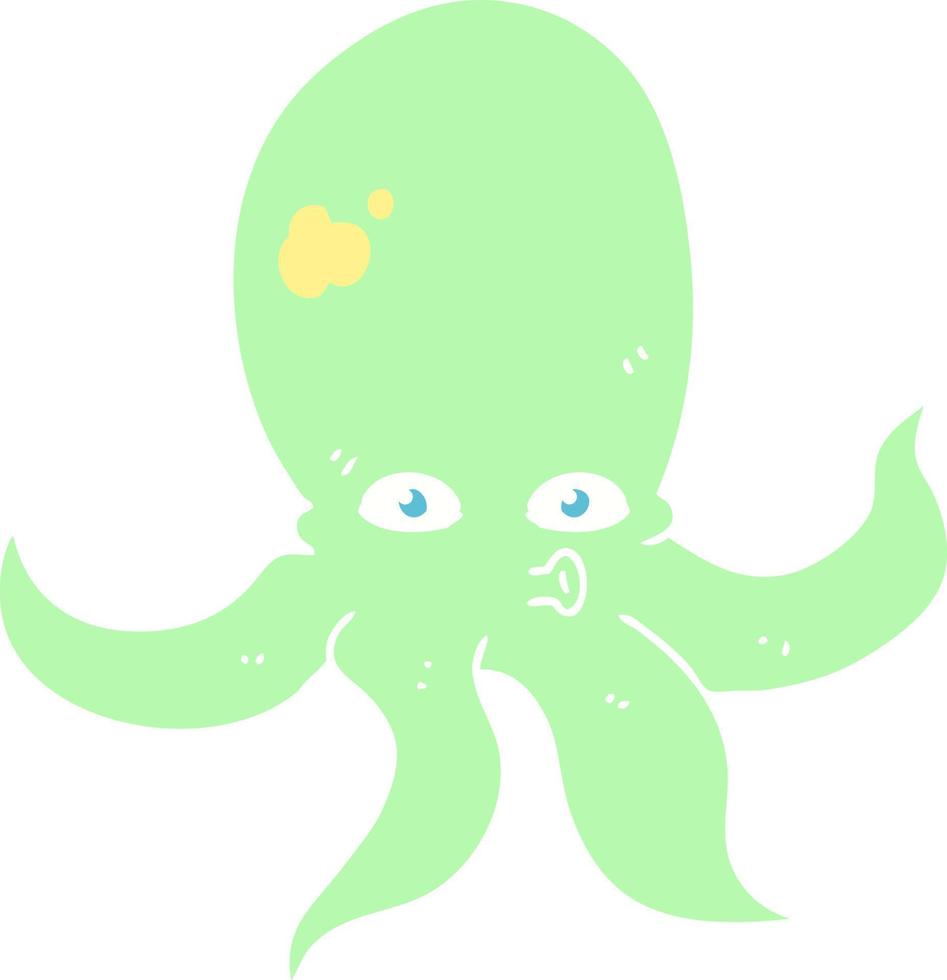 flat color illustration of a cartoon octopus vector