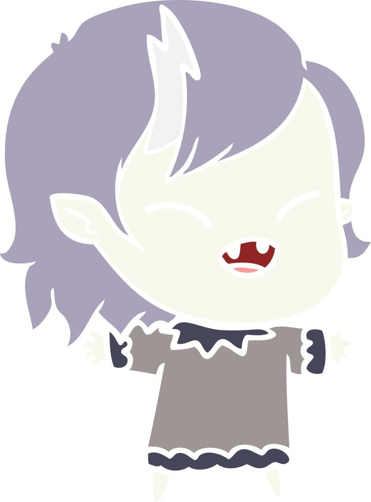 flat color style cartoon laughing vampire girl vector