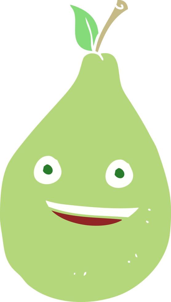 flat color illustration of a cartoon pear vector