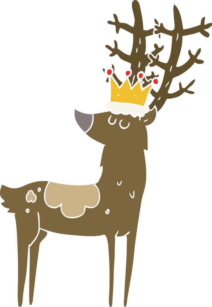 flat color illustration of a cartoon stag king vector