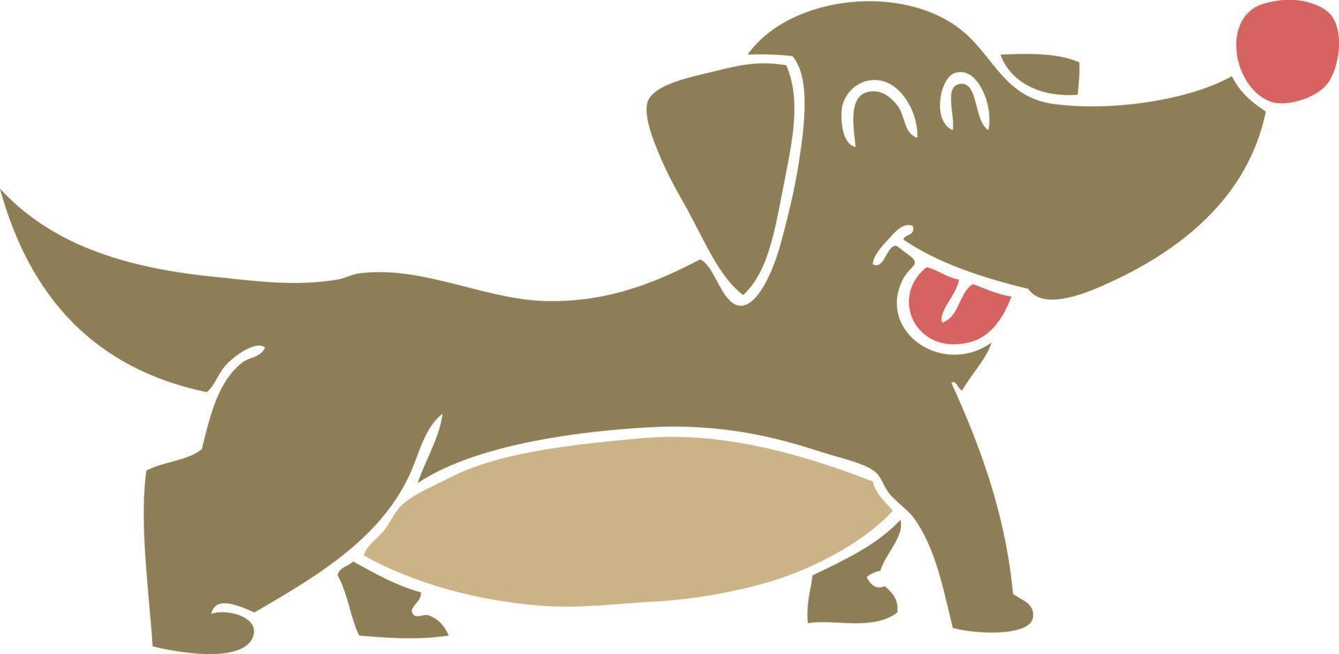 flat color illustration of a cartoon happy little dog vector