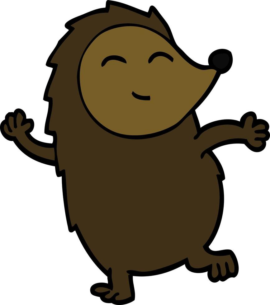 cartoon doodle dancing hedgehog vector