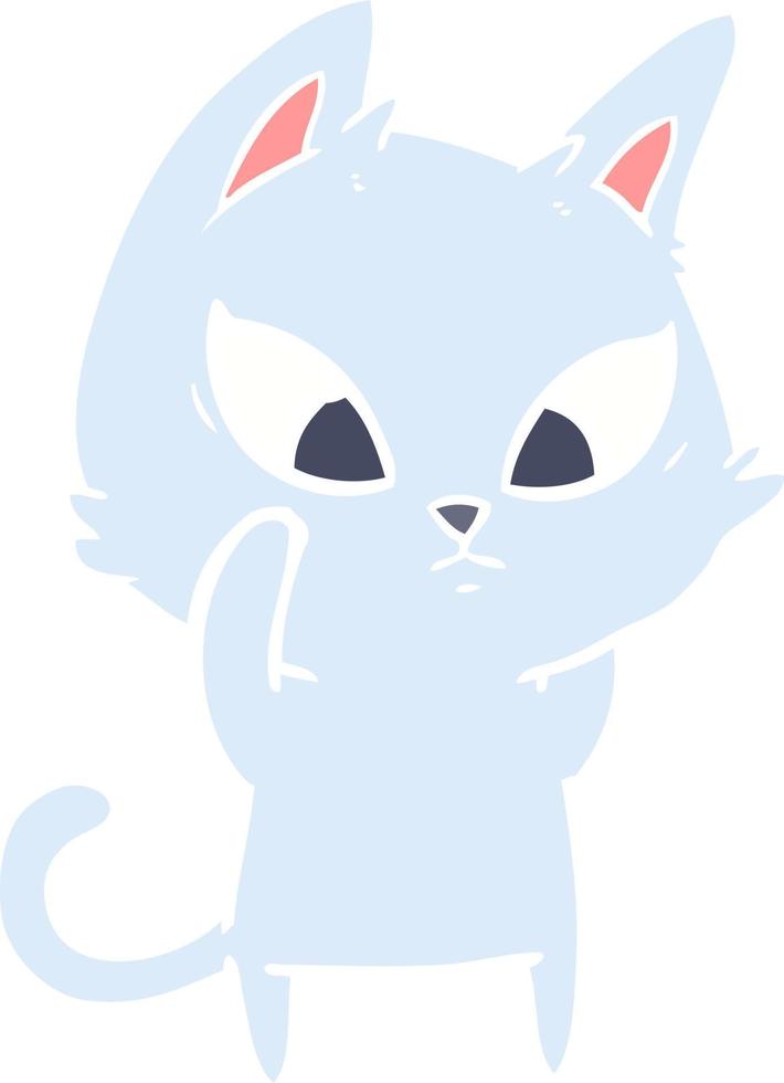 confused flat color style cartoon cat vector