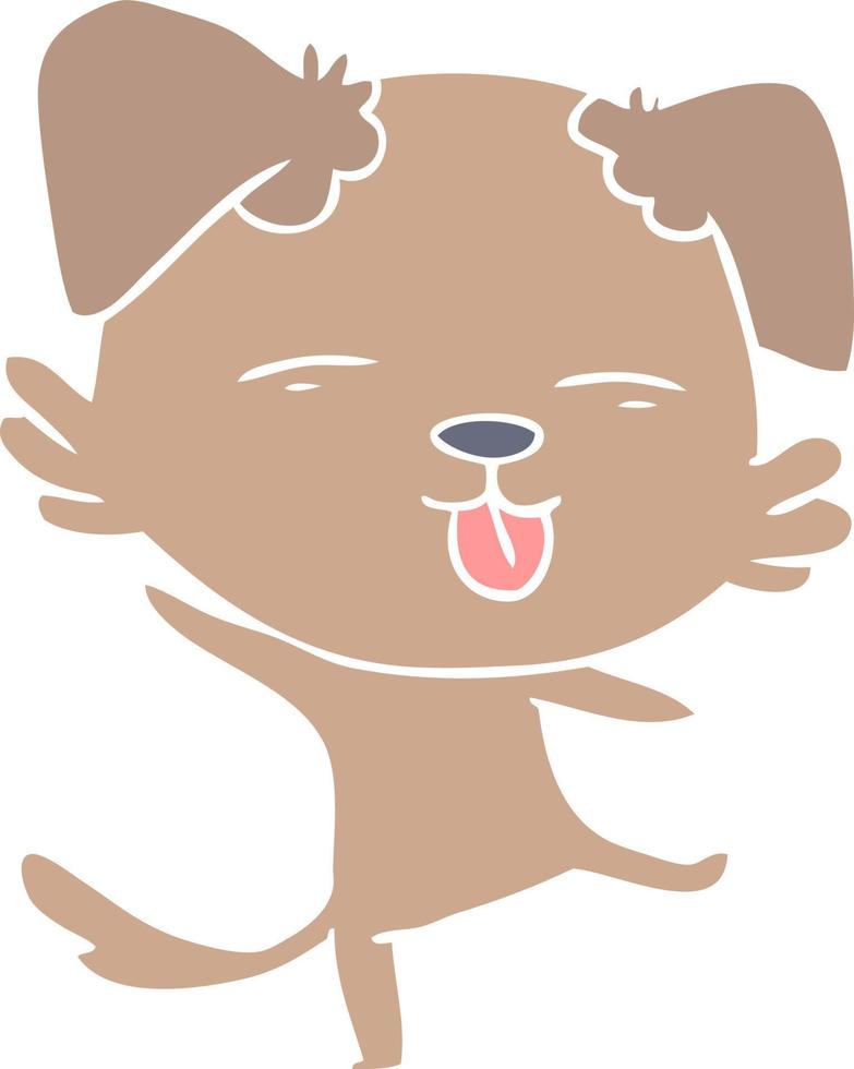 perro bailando de dibujos animados de estilo de color plano vector