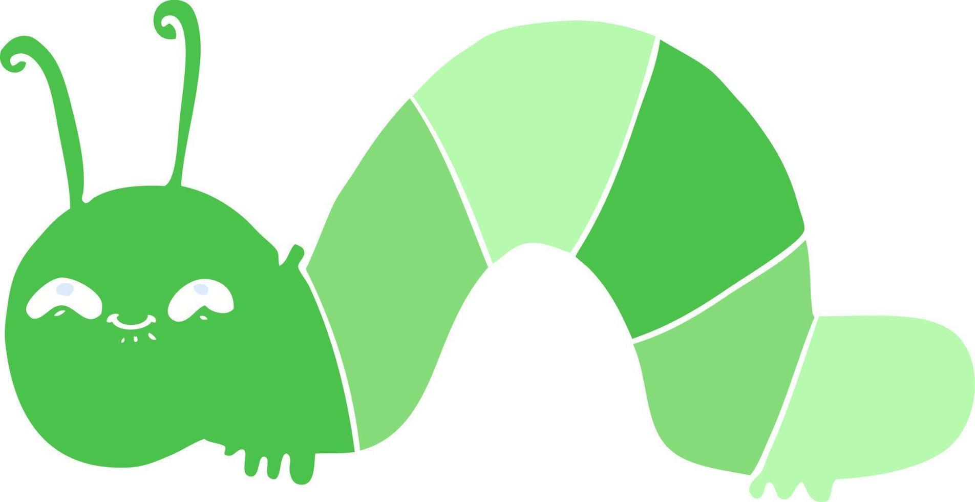 flat color style cartoon happy caterpillar vector