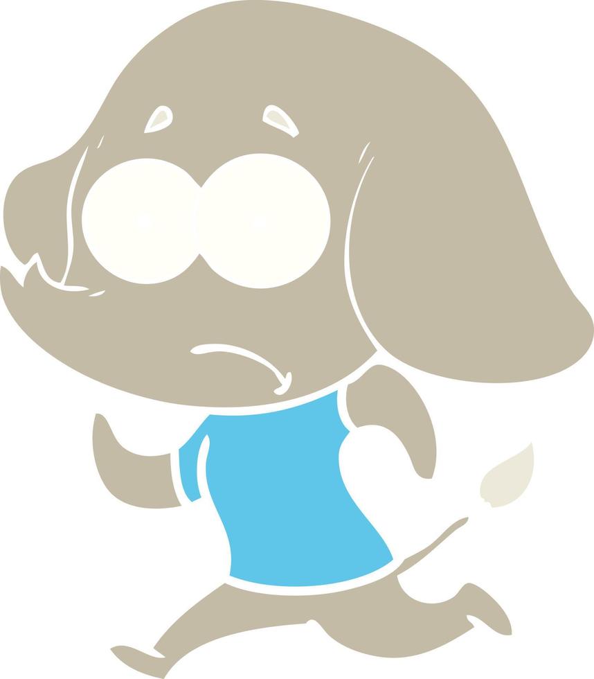 flat color style cartoon unsure elephant running away vector