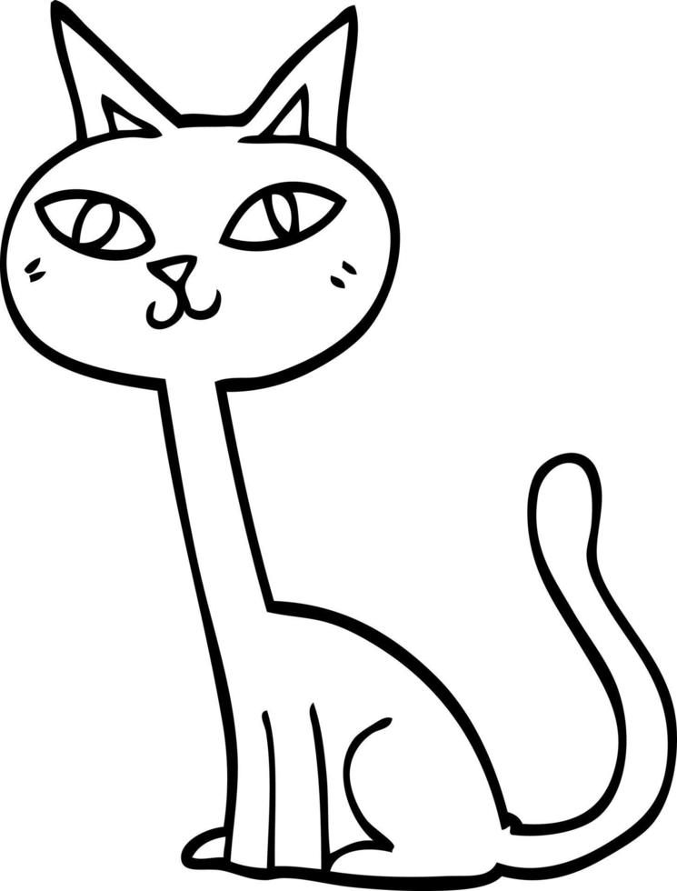 line drawing cartoon cat vector