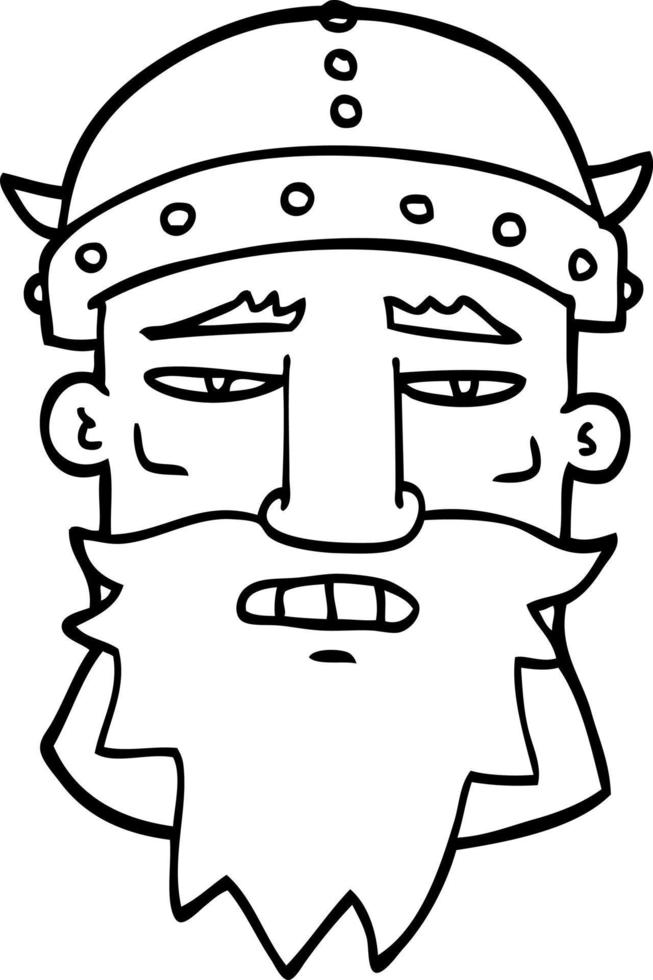 cara de vikingo de dibujos animados de dibujo lineal vector