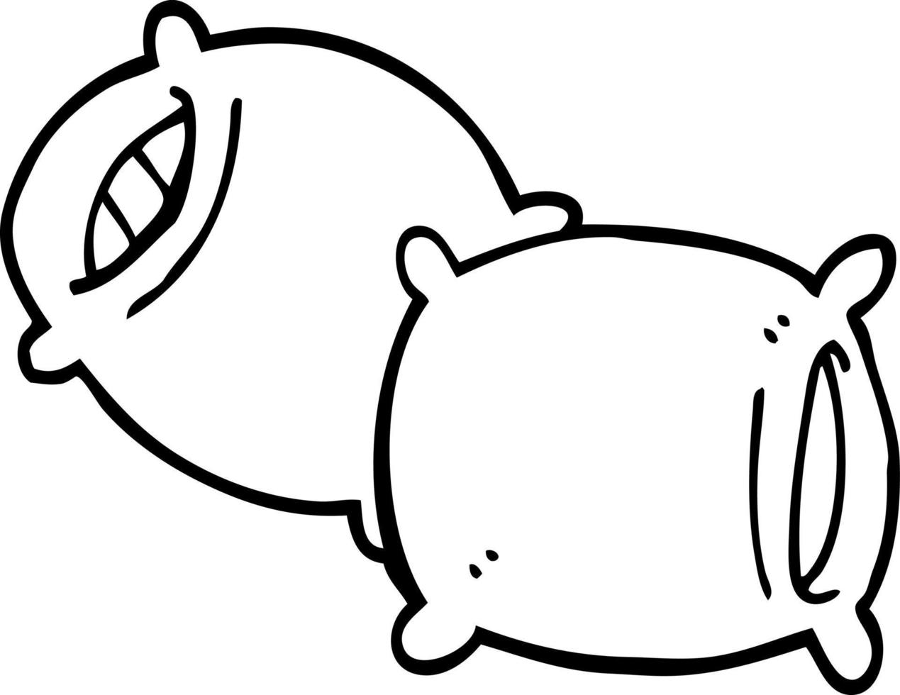 line drawing cartoon pillow vector