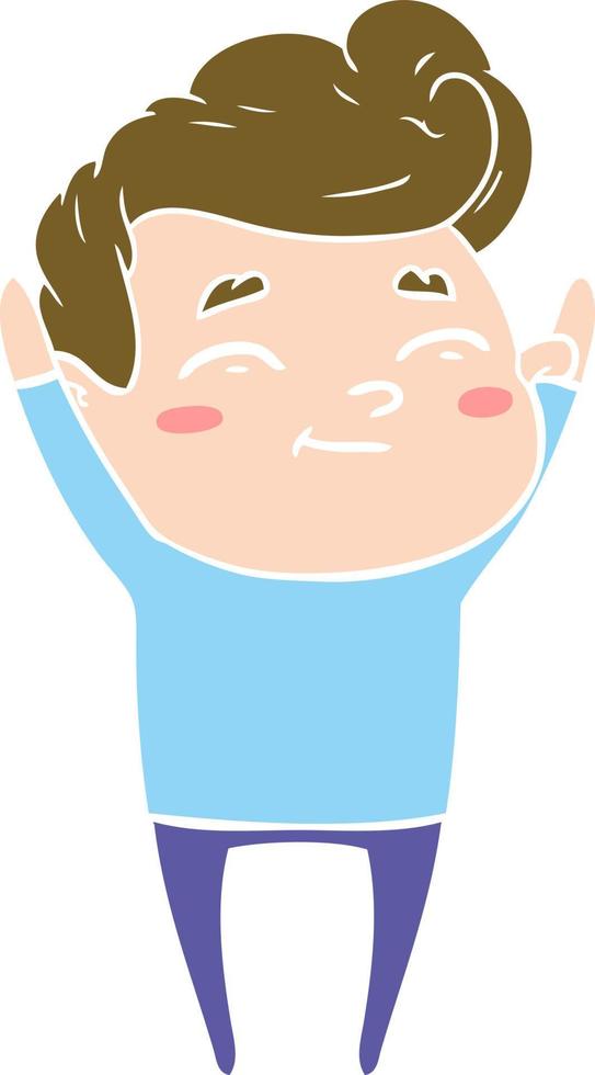 happy flat color style cartoon man vector