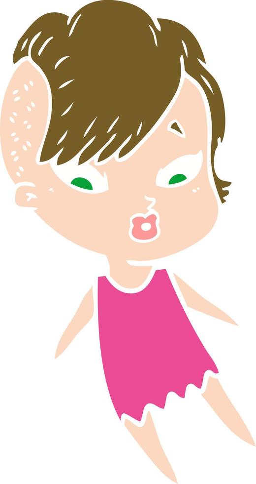 flat color style cartoon surprised girl vector