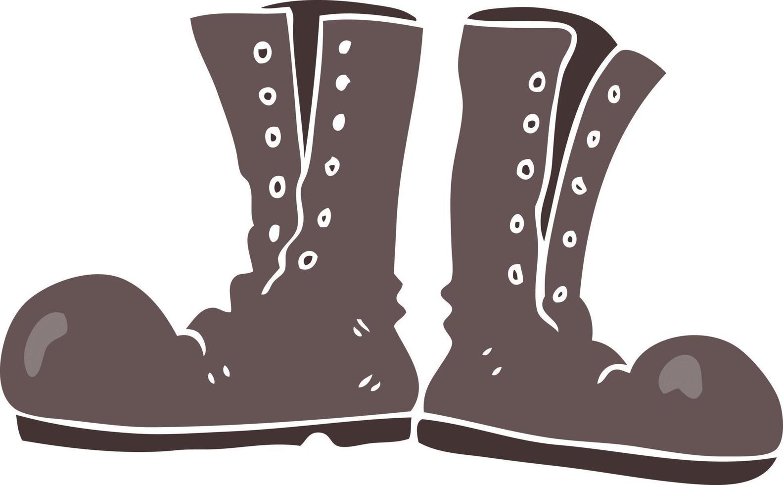 flat color illustration of a cartoon shiny army boots vector