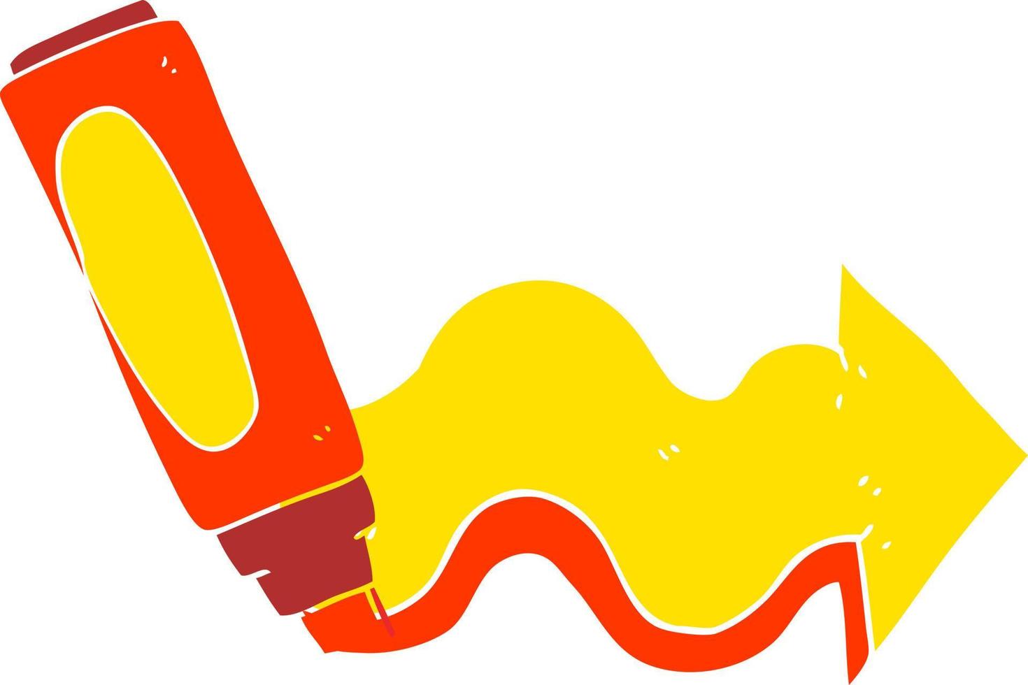ilustración de color plano de una flecha de dibujo de rotulador de dibujos animados vector