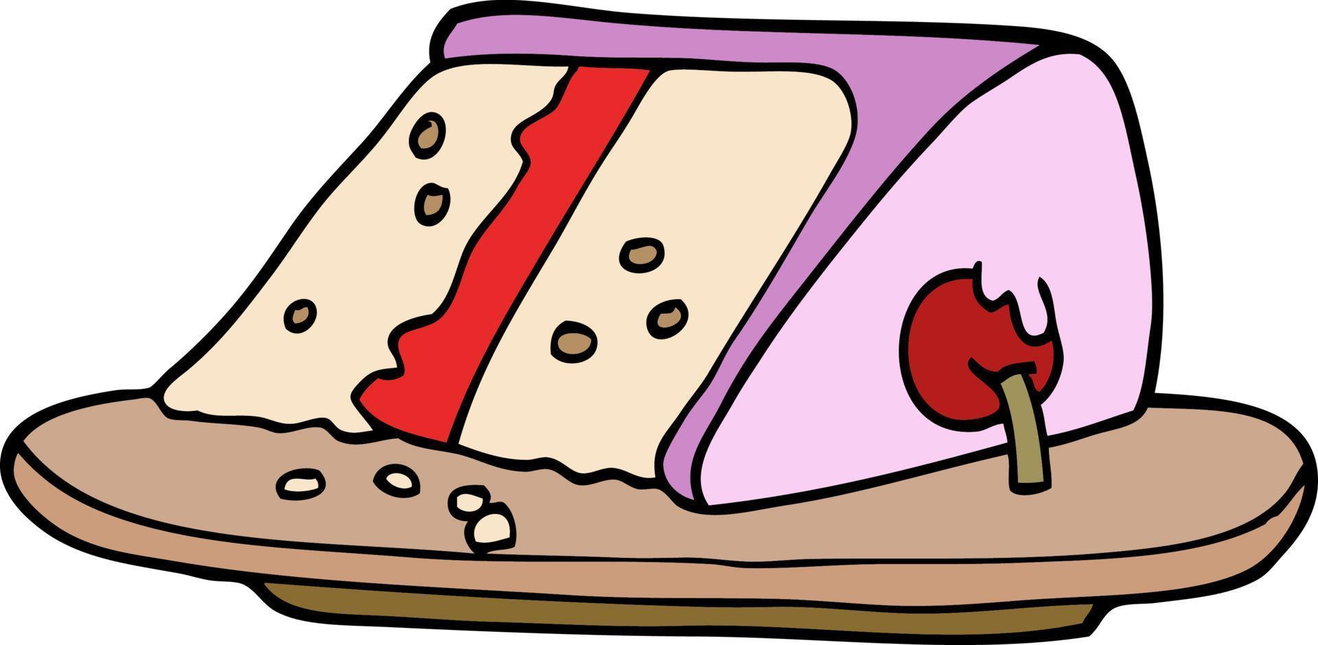 cartoon doodle slice of cake vector