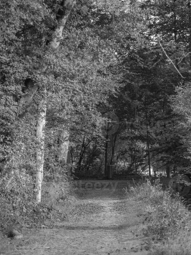 hiking at river in westphalia photo
