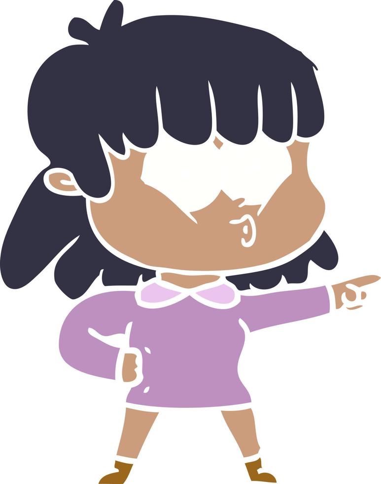 flat color style cartoon whistling girl vector