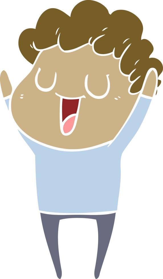laughing flat color style cartoon man vector