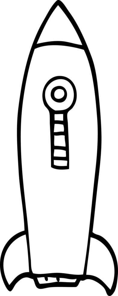 line drawing cartoon space rocket vector