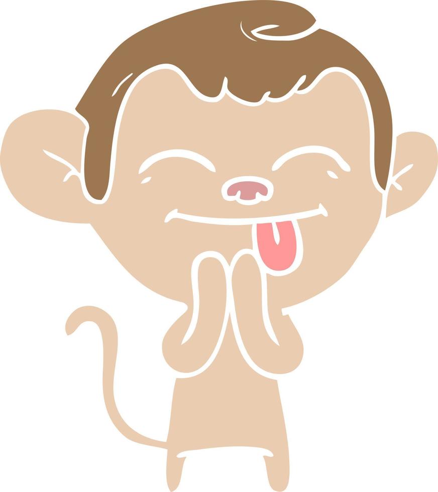 funny flat color style cartoon monkey vector