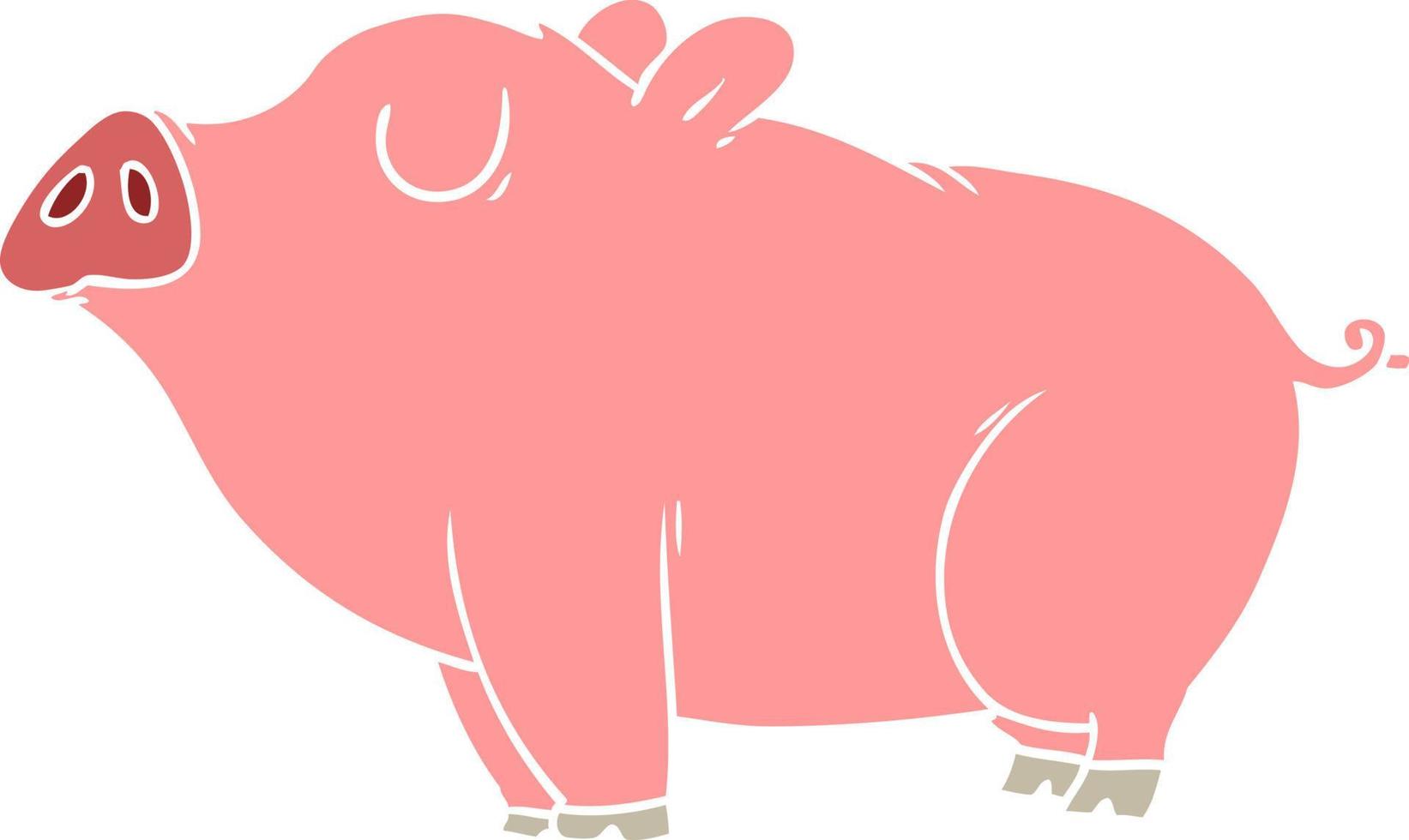 flat color style cartoon pig vector