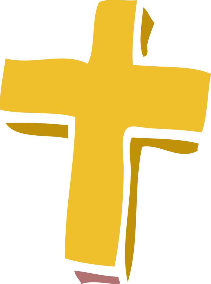 cartoon doodle gold cross vector