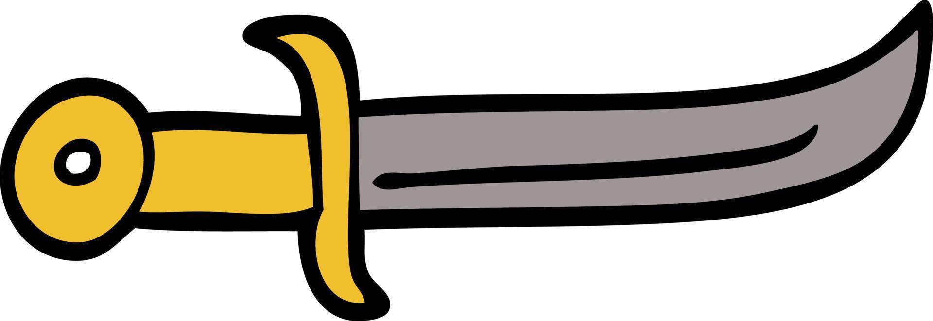 cartoon doodle curved dagger vector