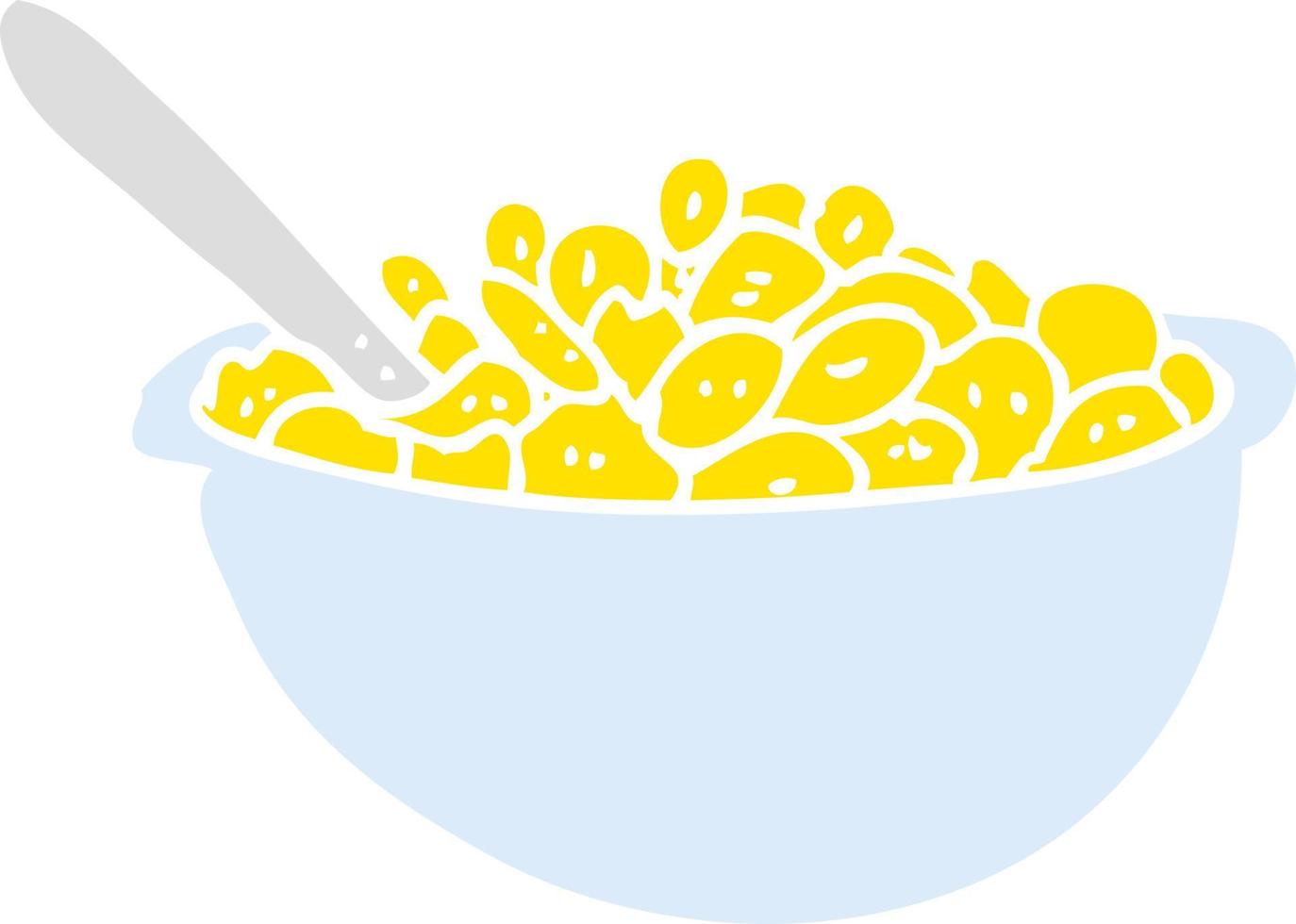 flat color illustration of a cartoon bowl of cereal vector