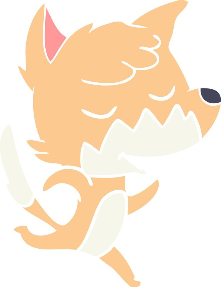 friendly flat color style cartoon fox vector